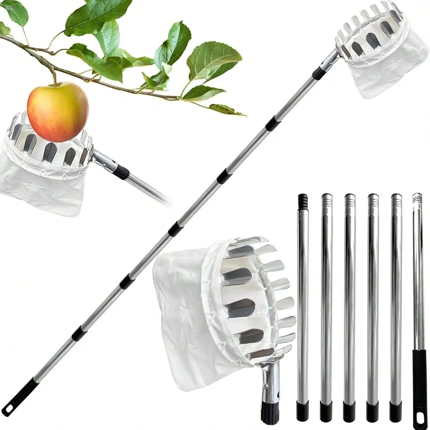 Fruit Picker Pole With Basket Telescoping, 13.8FT Adjustable Fruits Picker Tool With Lightweight Stainless Steel Pole And Big Non Woven Basket Fruits Catcher Tree Picker For Apples Mango Lemon Orange
Fruit Picker Pole With Basket Telescoping, 13.8FT Adjustable Fruits Picker Tool With Lightweight Stainless Steel Pole And Big Non Woven Basket Fruits Catcher Tree Picker For Apples Mango Lemon Orange