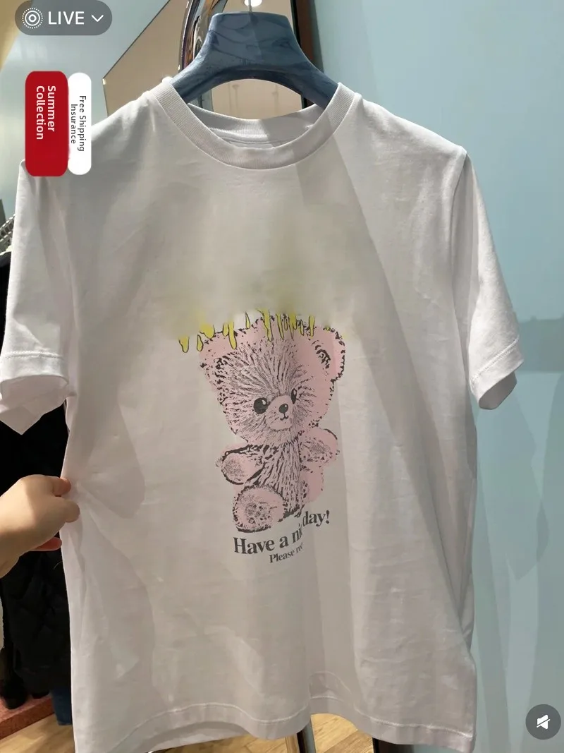HEIDD GAN2025 Spring Summer Cartoon Bear Print White round Ne ort Sve T-irt Women's Casual Comfortable Cotton Top
HEIDD GAN2025 Spring Summer Cartoon Bear Print White round Ne ort Sve T-irt Women's Casual Comfortable Cotton Top