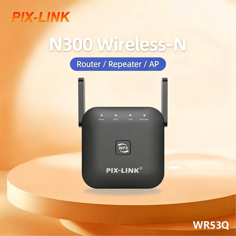 PIX-LINK WR53Q 300Mbps WiFi Repeater Wireless N Router/AP 2.4G 2 Antenna WiFi Signal Booster WPS Easy Setup Home Wall Penetratio
PIX-LINK WR53Q 300Mbps WiFi Repeater Wireless N Router/AP 2.4G 2 Antenna WiFi Signal Booster WPS Easy Setup Home Wall Penetratio