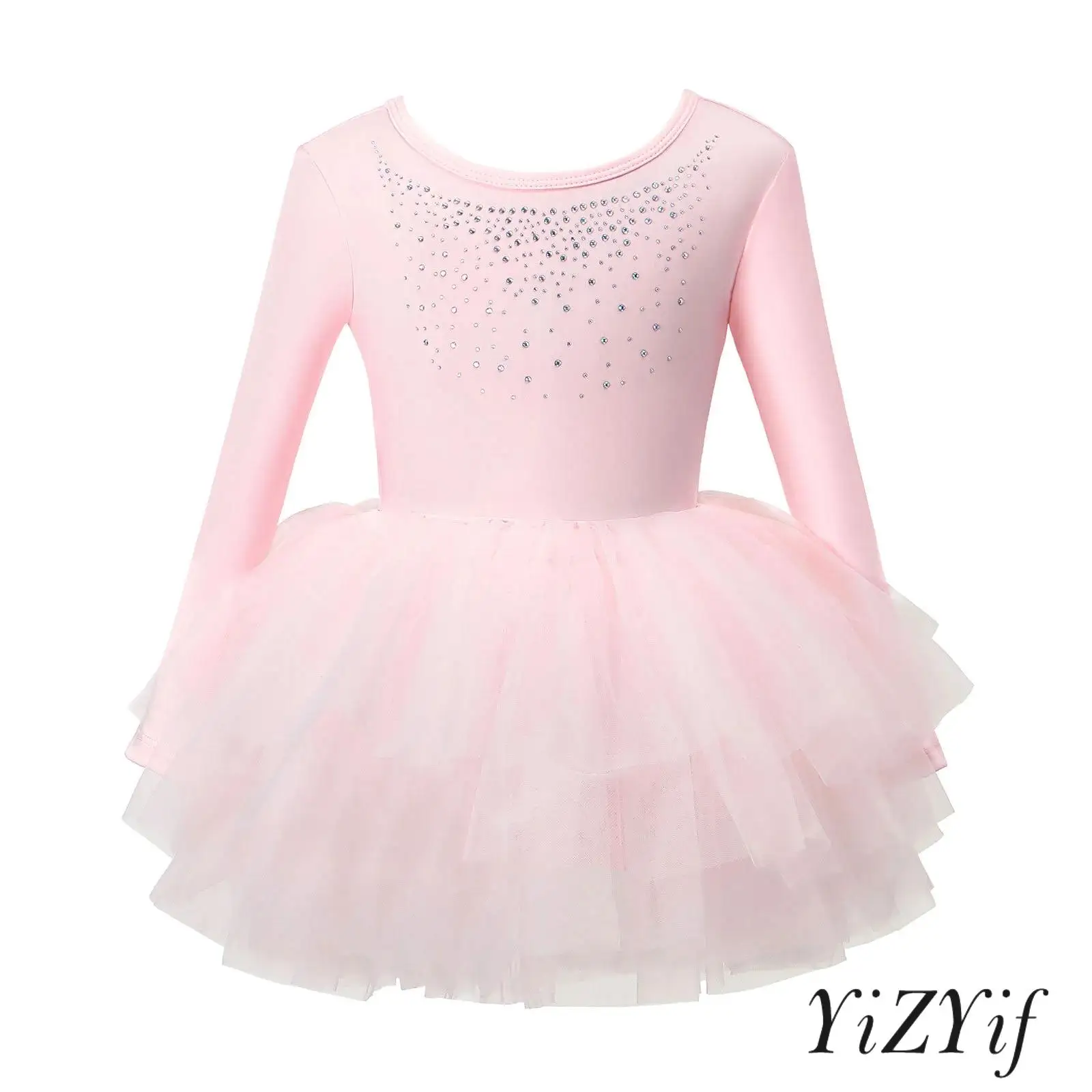 Kids Girls Long Sleeve Glittery Rhinestones Ballet Latin Dress Cross Back Layered Tulle Dress for Dance Practice Performance
Kids Girls Long Sleeve Glittery Rhinestones Ballet Latin Dress Cross Back Layered Tulle Dress for Dance Practice Performance