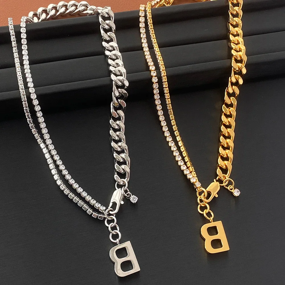 Fashion Designer Jewelry Gold Silver Classic Letters Crystal Chain Double Layer Necklace Women High Quality Hip Hop Trend
Fashion Designer Jewelry Gold Silver Classic Letters Crystal Chain Double Layer Necklace Women High Quality Hip Hop Trend