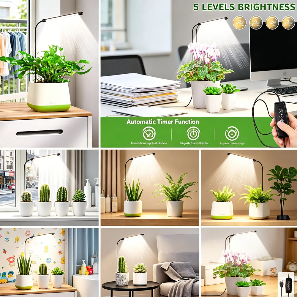 6000K Full-Spectrum Plant Growth Lamp Is Used for Indoor Plant Growth, with Dimming and Timing Features, and the Hose Is Inserted into the Soil
6000K Full-Spectrum Plant Growth Lamp Is Used for Indoor Plant Growth, with Dimming and Timing Features, and the Hose Is Inserted into the Soil