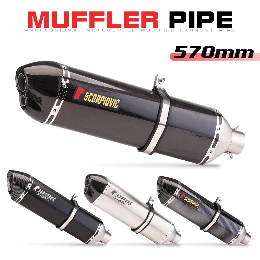 570MM Universal Carbon Fiber Motorcycle Exhaust Pipe Muffler With DB Killer Modified Exhaust For Tmax 500 AK550 GSX1300R X-ADV75
570MM Universal Carbon Fiber Motorcycle Exhaust Pipe Muffler With DB Killer Modified Exhaust For Tmax 500 AK550 GSX1300R X-ADV75