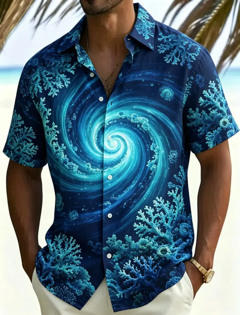 Men's Spiral Tropical Printed Short Sleeved shirt, Suitable For Personalized Natural Vacation And Daily Life
Men's Spiral Tropical Printed Short Sleeved shirt, Suitable For Personalized Natural Vacation And Daily Life