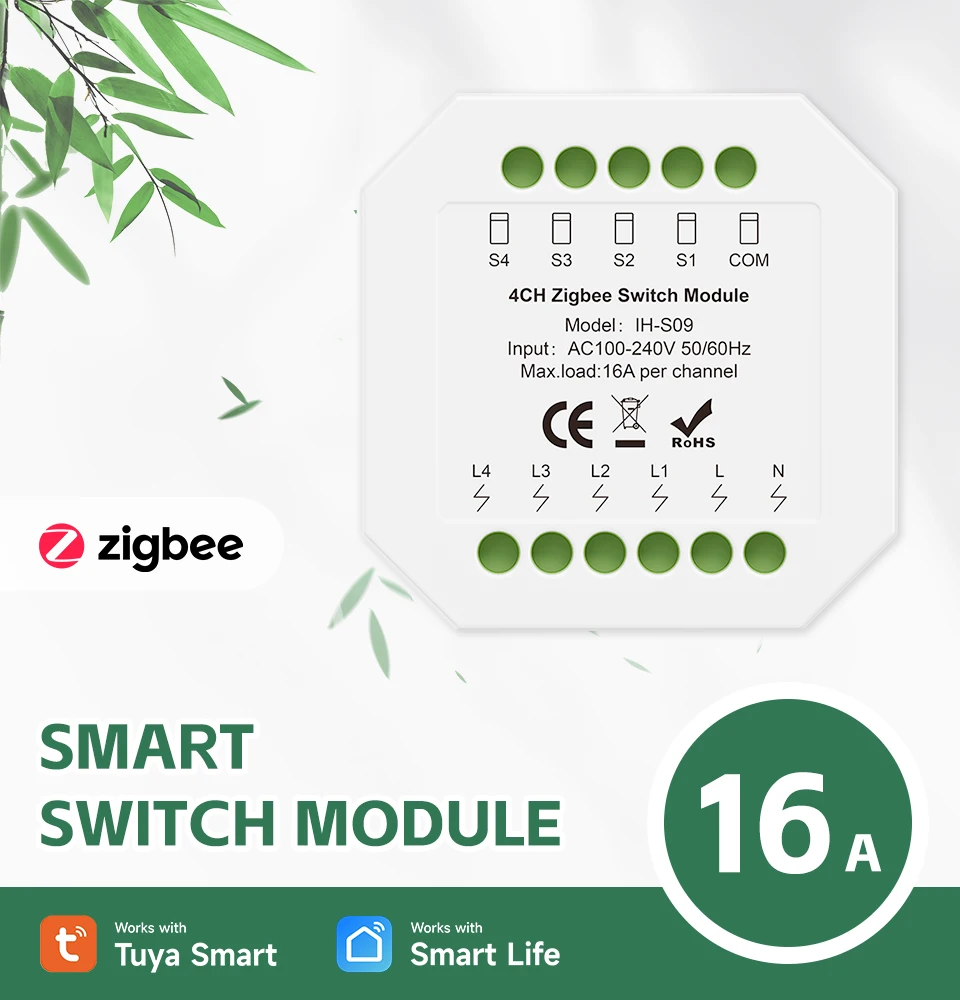 Tuya 1-4CH Zigbee Smart Switch Module 16A Max Load per AC100-240V 50/60Hz - Voice Control Compatible with Alexa Google Assistant
Tuya 1-4CH Zigbee Smart Switch Module 16A Max Load per AC100-240V 50/60Hz - Voice Control Compatible with Alexa Google Assistant