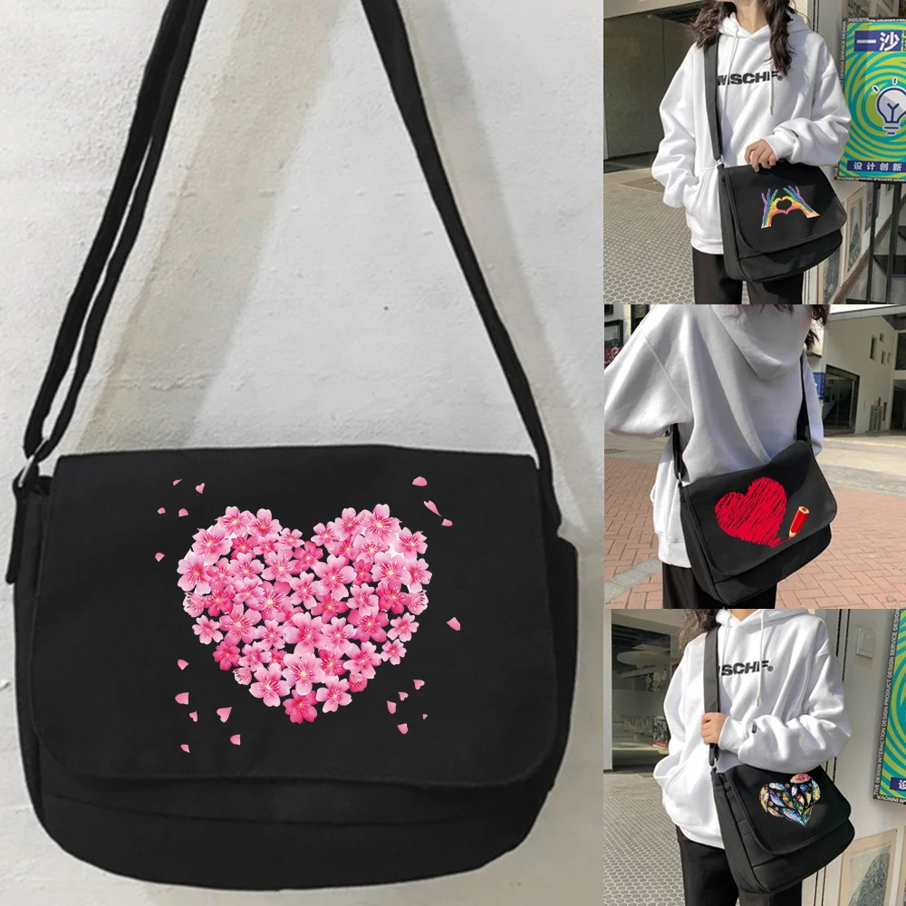 Women Large Capacity Crossbody Bag Youth Satchels Diagonal Cross Bag Casual Canvas Shoulder Messenger Bags Unisex Love Series
Women Large Capacity Crossbody Bag Youth Satchels Diagonal Cross Bag Casual Canvas Shoulder Messenger Bags Unisex Love Series