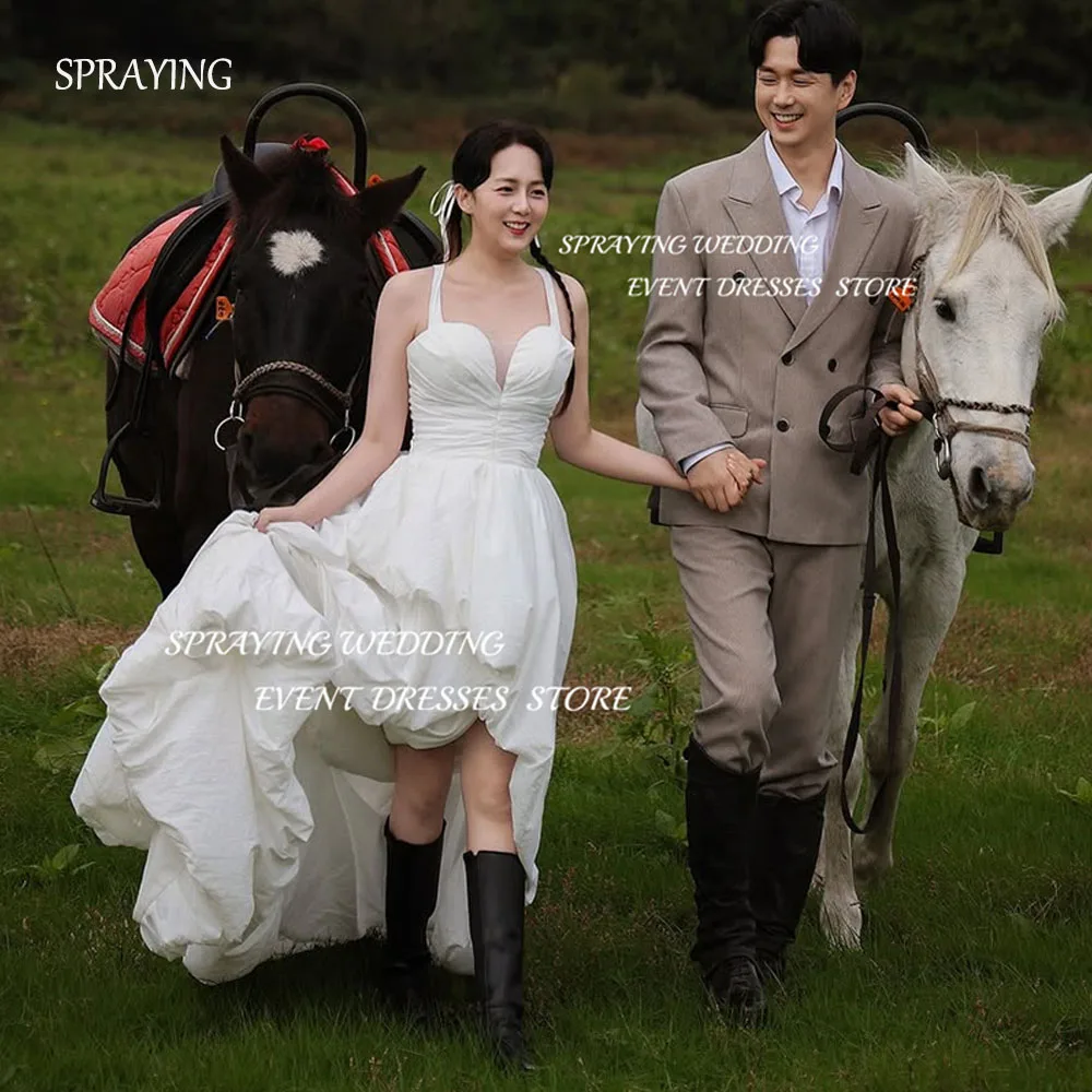 SPRAYING Simple Taffeta Wedding Dress Korea Photo Shoot Sweetheart Strap Corset Bridal Gowns Front Short Back Long Customized
SPRAYING Simple Taffeta Wedding Dress Korea Photo Shoot Sweetheart Strap Corset Bridal Gowns Front Short Back Long Customized