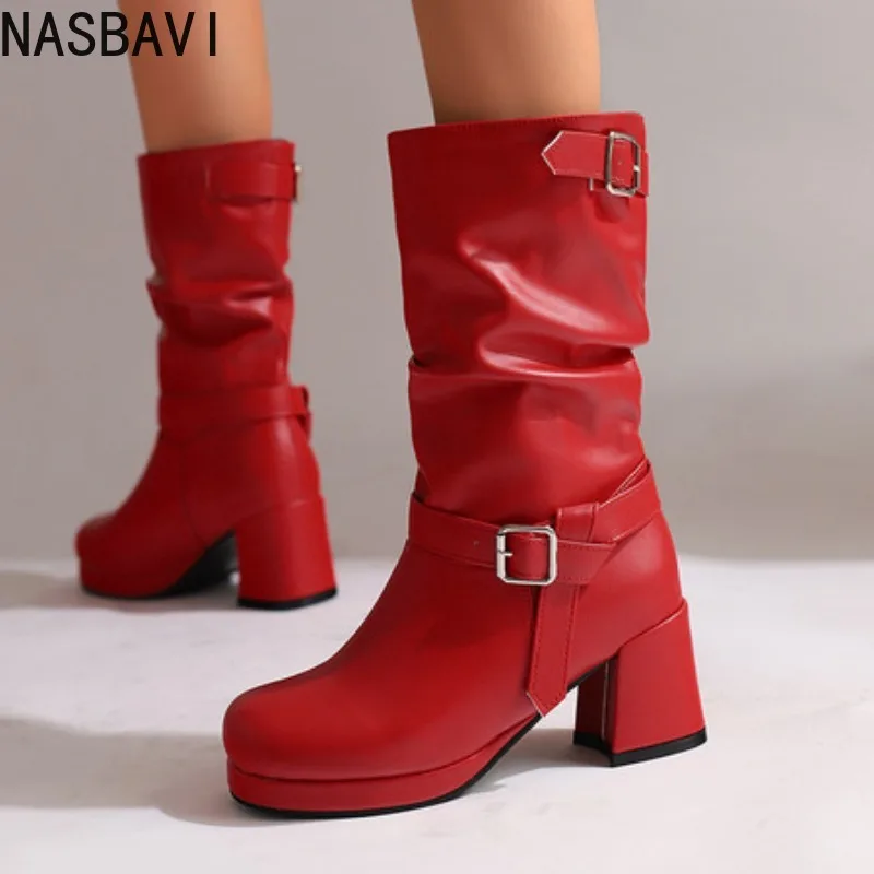 Women's High Boots Sexy Pleated Autumn Winter Shoes Black Red Heeled Long Boot Ladies Shoes Large Size 48 New Trends
Women's High Boots Sexy Pleated Autumn Winter Shoes Black Red Heeled Long Boot Ladies Shoes Large Size 48 New Trends