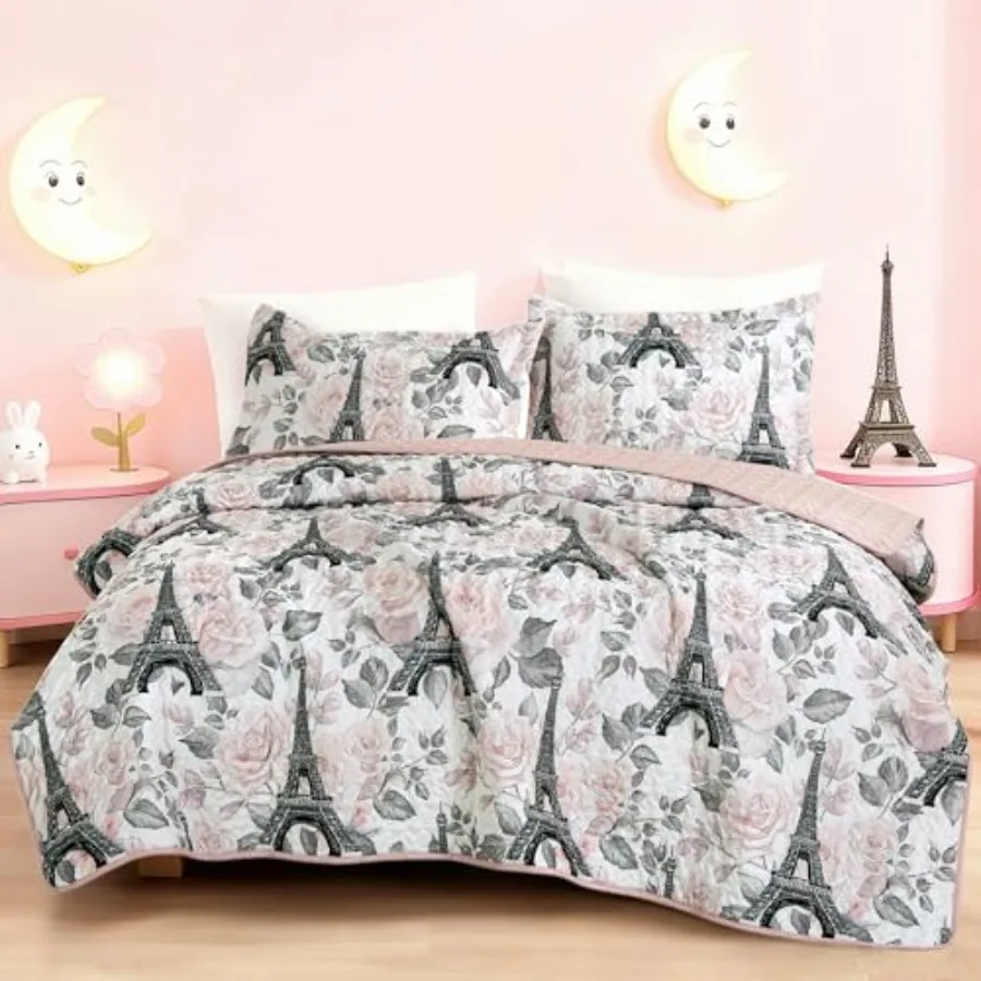 2 Pcs Quilt Set Lightweight Bedspread with Pillow Shams, Paris and Floral Bedding
2 Pcs Quilt Set Lightweight Bedspread with Pillow Shams, Paris and Floral Bedding