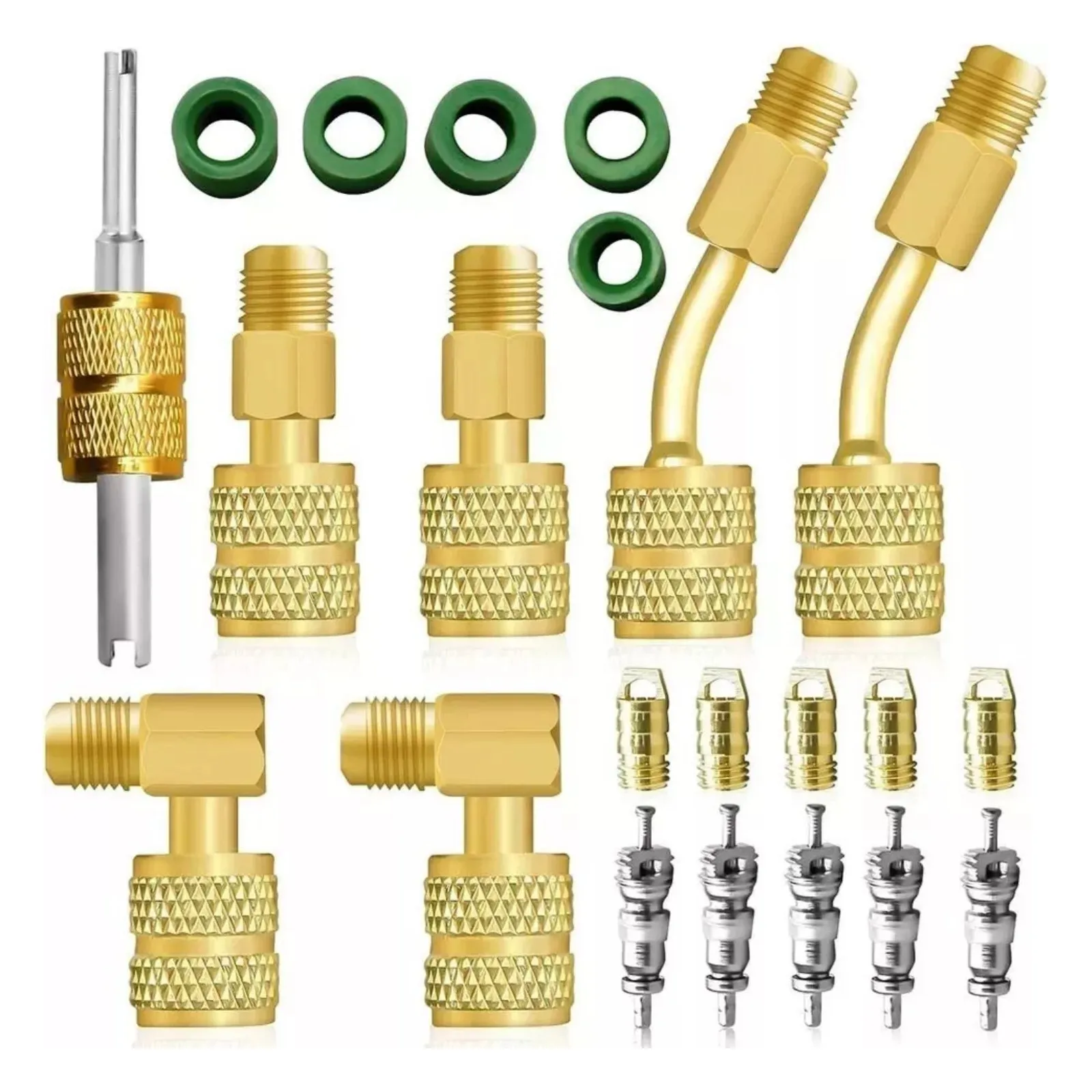 R410A Adapter Kit Mini Split Adapter with 1/4" Male - 5/16" Female Thread R410 Adapter Connector Kit with Valve Core Remover
R410A Adapter Kit Mini Split Adapter with 1/4" Male - 5/16" Female Thread R410 Adapter Connector Kit with Valve Core Remover