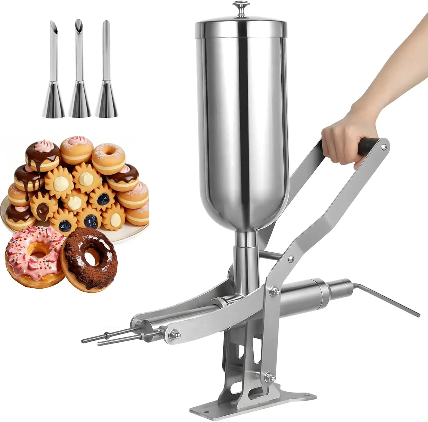 5.28QT /5L Donut Machine, Churro Jam Filling Machine, 304 Stainless Steel 248°F Brushing Mirror Treatment Surface Latin Fruit Ma
5.28QT /5L Donut Machine, Churro Jam Filling Machine, 304 Stainless Steel 248°F Brushing Mirror Treatment Surface Latin Fruit Ma