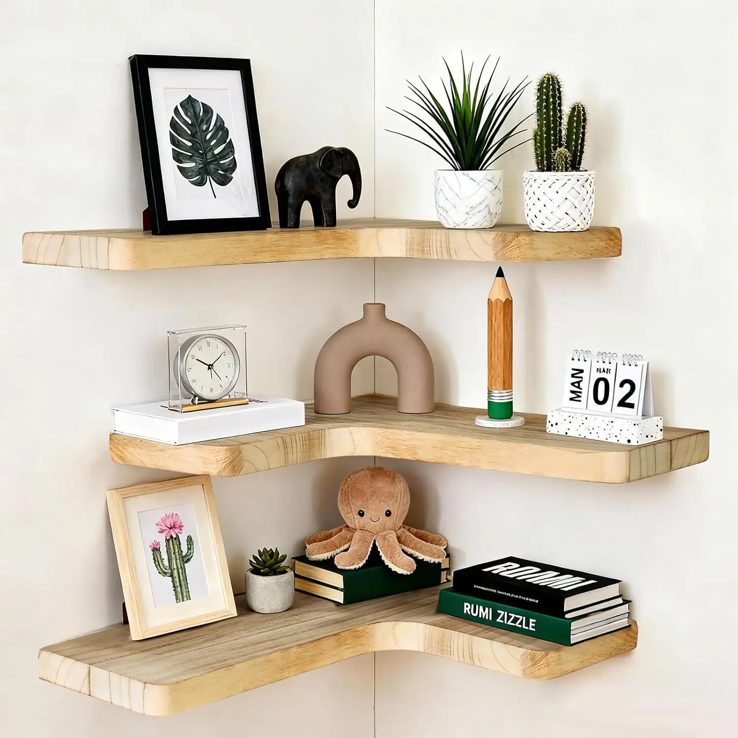Floating Corner Shelves, Wall Shelf Set of 3, Shelves for Wall Storage, Solid Wood Shelves for Storage, Wall Mount Wood
Floating Corner Shelves, Wall Shelf Set of 3, Shelves for Wall Storage, Solid Wood Shelves for Storage, Wall Mount Wood