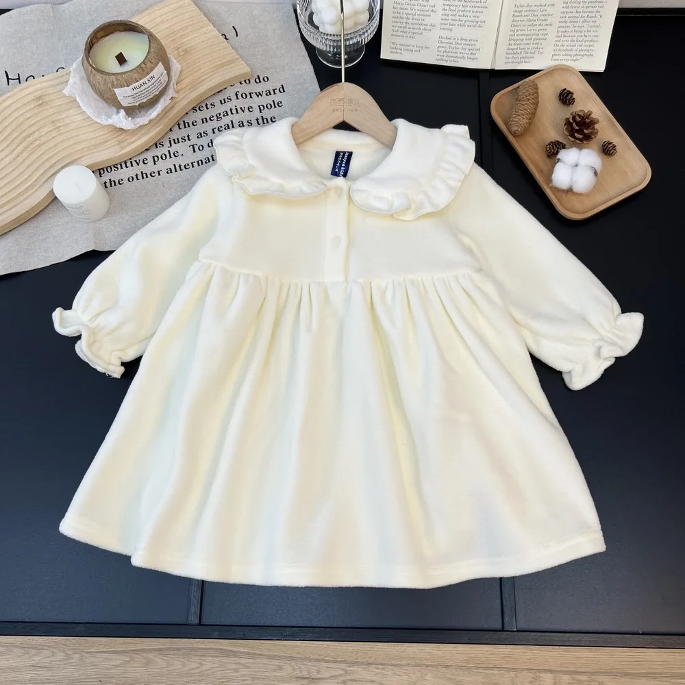 Girls Polar Fleece Autumn Winter Dresses 2025 New Korean Fashion Sweetheart Solid Color Long Sleeve Ruffle Collar Dress
Girls Polar Fleece Autumn Winter Dresses 2025 New Korean Fashion Sweetheart Solid Color Long Sleeve Ruffle Collar Dress