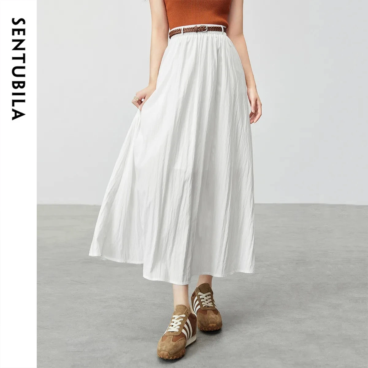 SENTUBILA Women White A-Line Skirt 2026 Summer Elastic Waist Flowy Casual Commuter Midi Skirt with Woven Belt W61QG6461X
SENTUBILA Women White A-Line Skirt 2026 Summer Elastic Waist Flowy Casual Commuter Midi Skirt with Woven Belt W61QG6461X