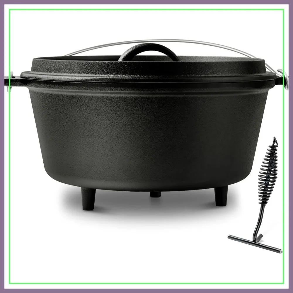 10 QT Pre-Seasoned Cast Iron Camp Dutch Oven with Lid, Large Camping Pot, Dual Handles, for Campfire, Grill, Oven & Stovetop - Black
10 QT Pre-Seasoned Cast Iron Camp Dutch Oven with Lid, Large Camping Pot, Dual Handles, for Campfire, Grill, Oven & Stovetop - Black
