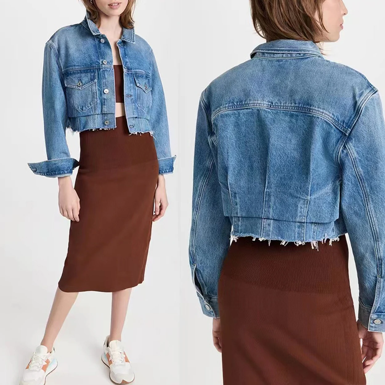 Women short denim jacket turn-down collar long sleeve fashion casual lady jacket
Women short denim jacket turn-down collar long sleeve fashion casual lady jacket
