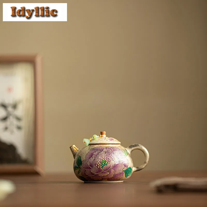 130ml Hand-painted Firewood-fired Porcelain Peony Teapot Retro Tea Infuser Pot Tea Soaking Kettle With Filter Drinkware Ornament
130ml Hand-painted Firewood-fired Porcelain Peony Teapot Retro Tea Infuser Pot Tea Soaking Kettle With Filter Drinkware Ornament