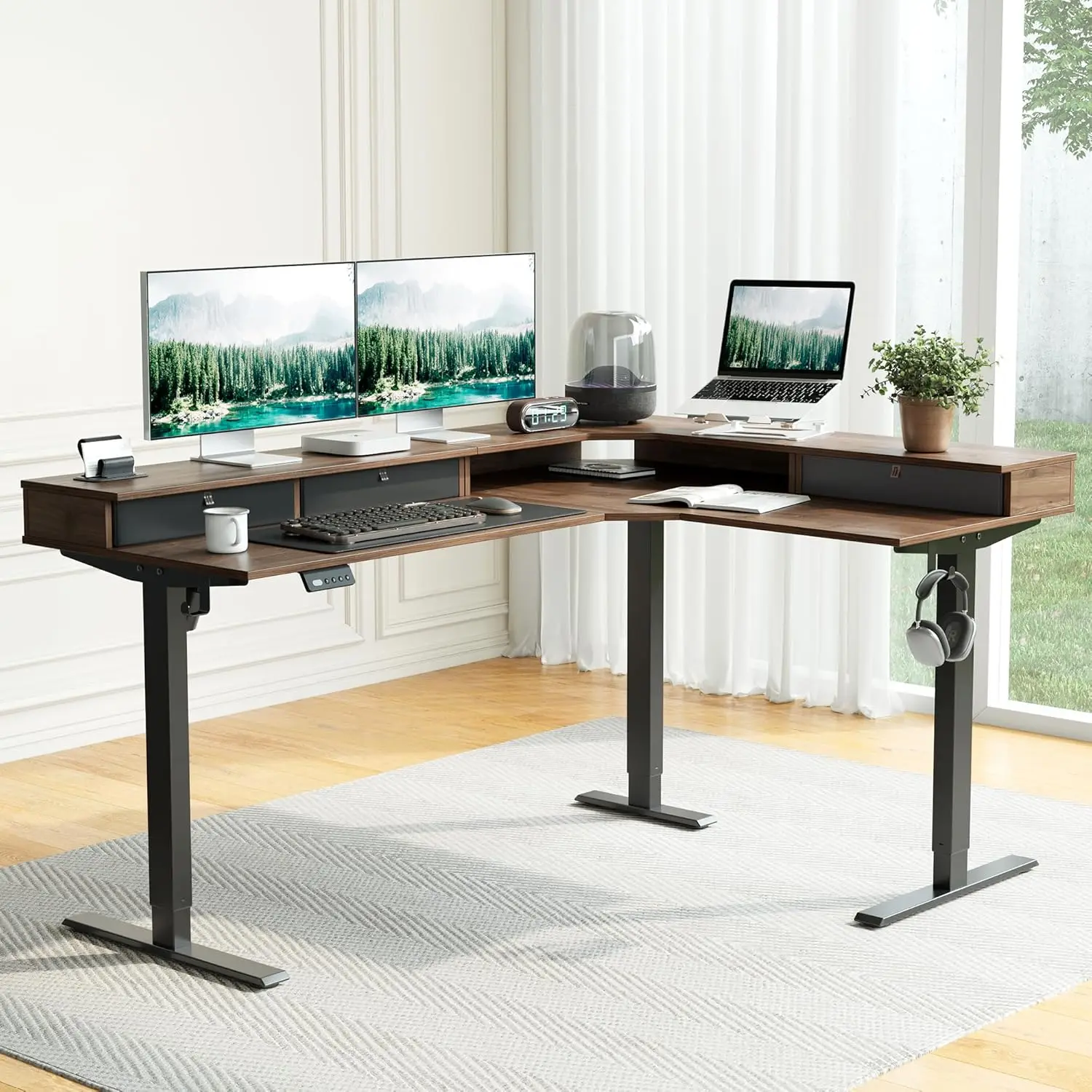 L Shaped Standing Desk with Drawers 63 x 48 Inch Adjustable Height, Electric Corner Desk with Storage, Sit Stand Home Of
L Shaped Standing Desk with Drawers 63 x 48 Inch Adjustable Height, Electric Corner Desk with Storage, Sit Stand Home Of