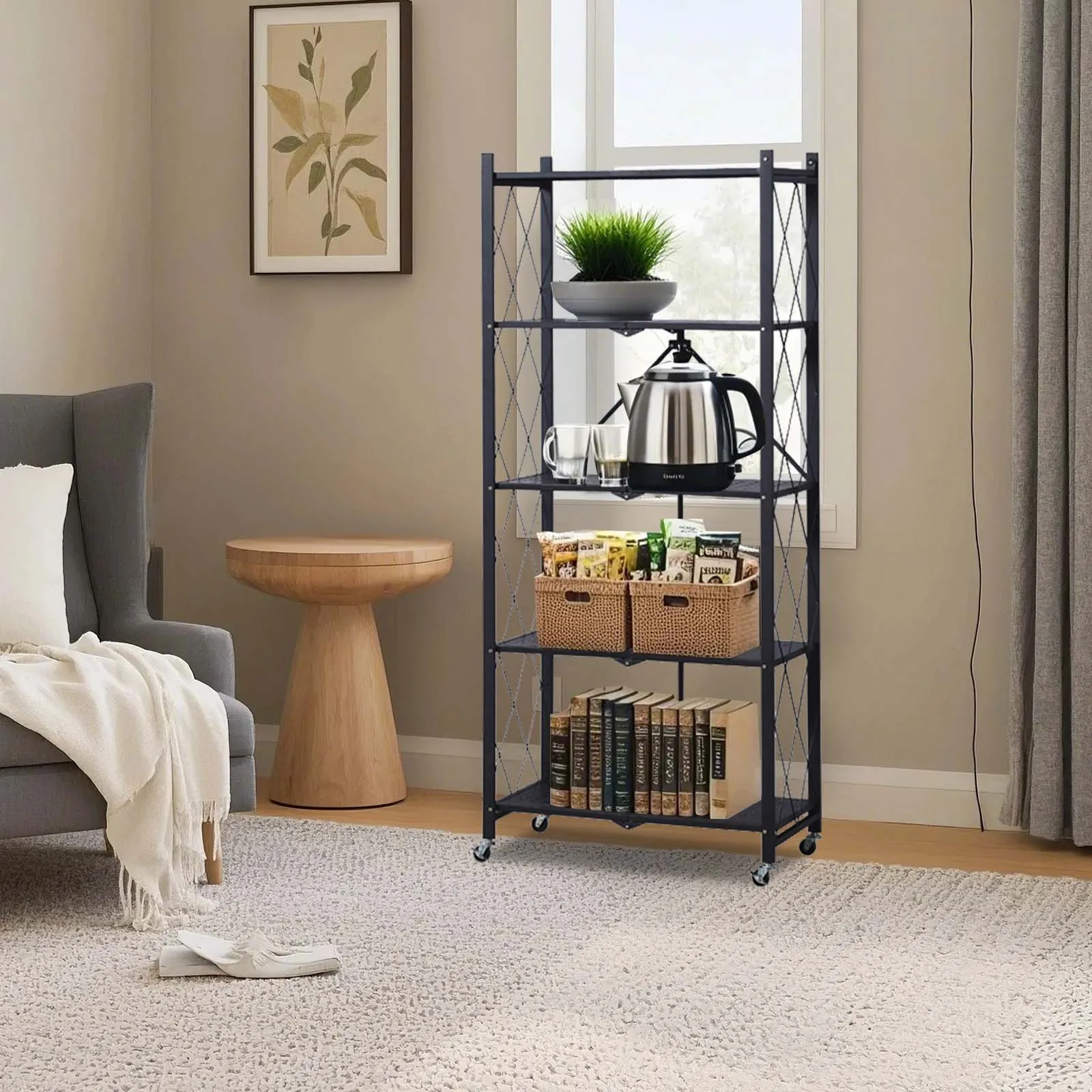 Carbon Steel Kitchen Rack Floor-Standing Free Installation,Large Folding Shelf 5Layer Microwave Oven Balcony LivingRoom HomeShel
Carbon Steel Kitchen Rack Floor-Standing Free Installation,Large Folding Shelf 5Layer Microwave Oven Balcony LivingRoom HomeShel