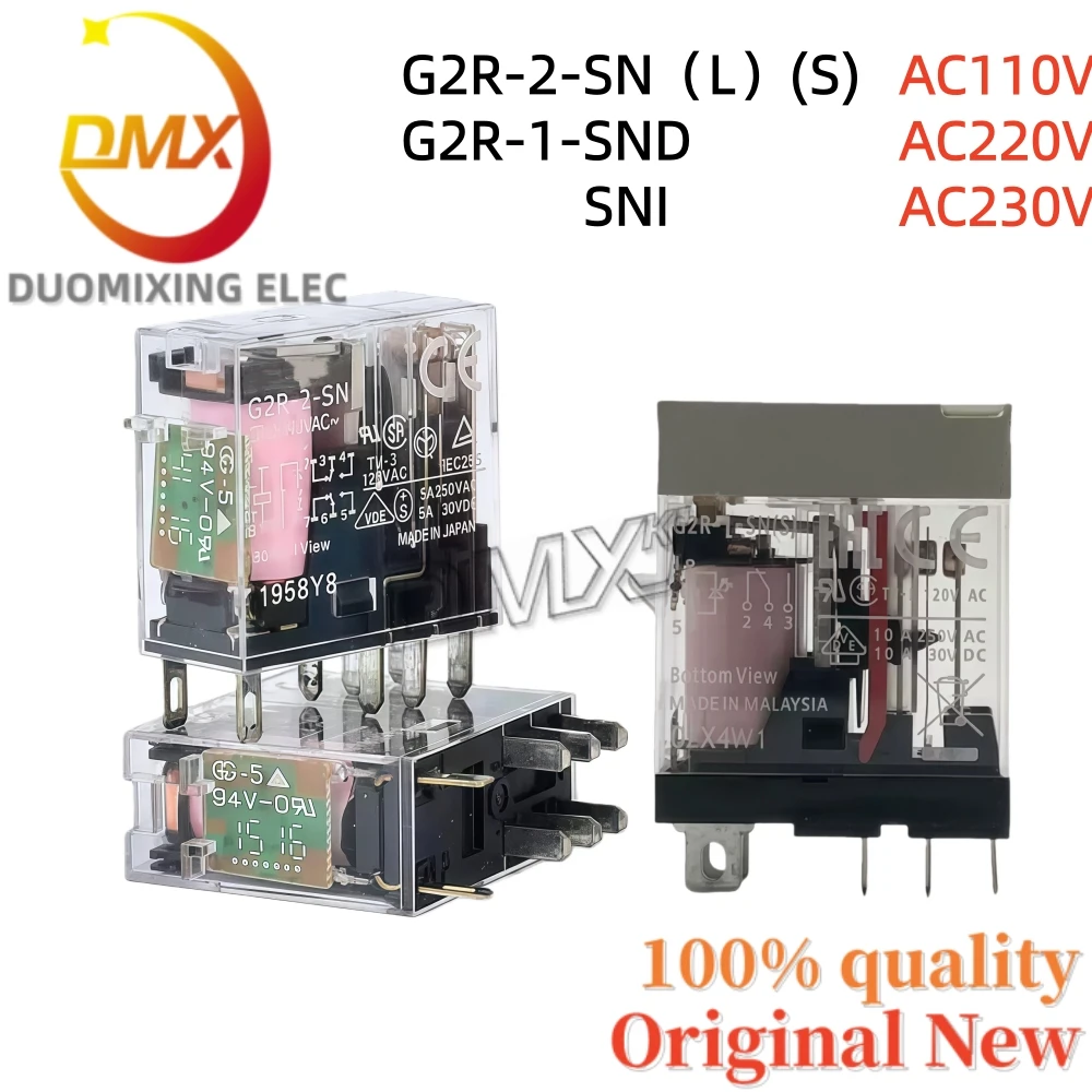 10 шт./лот, оригинальный G2R-2-SN(S) G2R-1-SN(L) SNI 5A 10A AC110V AC220V 230VAC промежуточное реле 5pin/8pin
10 шт./лот, оригинальный G2R-2-SN(S) G2R-1-SN(L) SNI 5A 10A AC110V AC220V 230VAC промежуточное реле 5pin/8pin