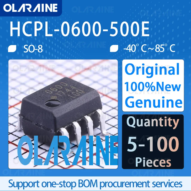 5/10/100Pcs HCPL-0600-500E High-speed optocoupler Data rate: 10 Mb/s 1 channel Vf -1.5 V If 10 mA
5/10/100Pcs HCPL-0600-500E High-speed optocoupler Data rate: 10 Mb/s 1 channel Vf -1.5 V If 10 mA