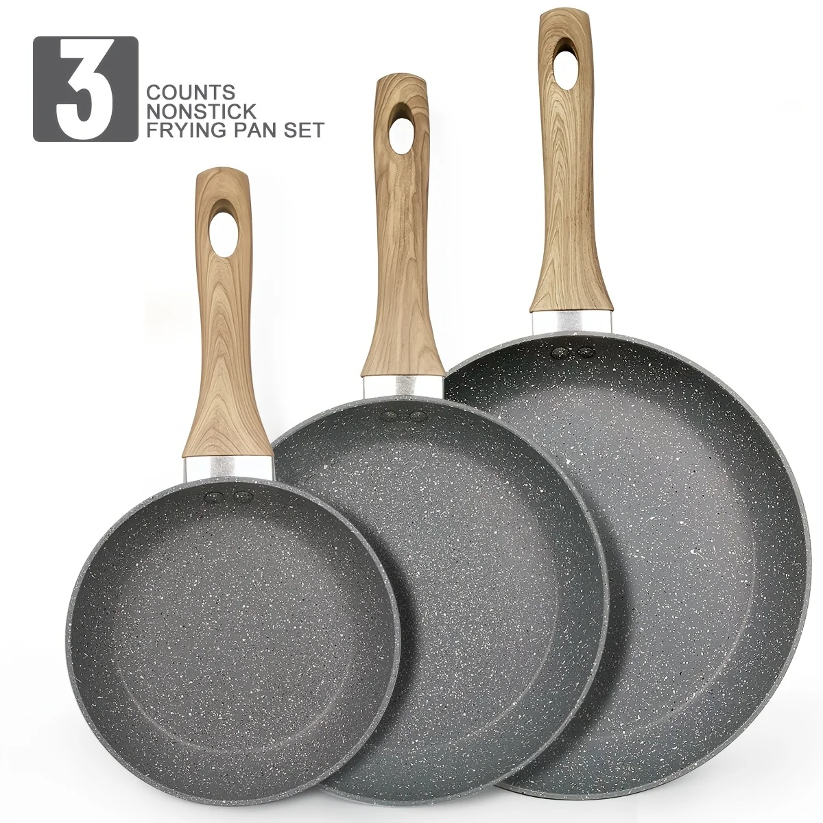 ABKOK Non Stick Frying Pans 3pcs Set, 7/9.5/11 Inch Pans Pots Set for Home Kitchen, Dishwasher Safe, Frying Pan with Insulated Handle, Compatible with Induction Cooker, Grey/Black/White/Colors
ABKOK Non Stick Frying Pans 3pcs Set, 7/9.5/11 Inch Pans Pots Set for Home Kitchen, Dishwasher Safe, Frying Pan with Insulated Handle, Compatible with Induction Cooker, Grey/Black/White/Colors