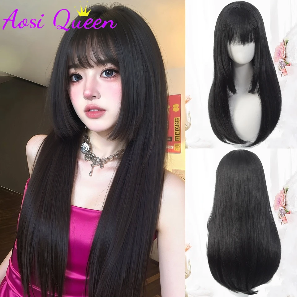 Синтетический парик для косплея с натуральным эффектом, дышащий, черный, с прямой стрижкой и челкой, длинный прямой парик-шапка для женщин
Синтетический парик для косплея с натуральным эффектом, дышащий, черный, с прямой стрижкой и челкой, длинный прямой парик-шапка для женщин