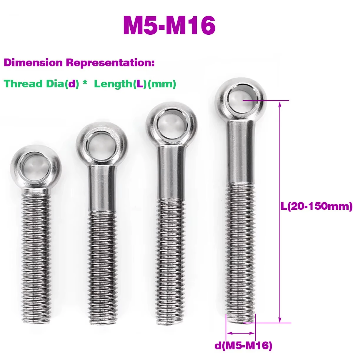 304 Stainless Steel Eyerod Eyepin Swing Bolt, Lifting Ring\ Perforated \ Ball Head ScrewM5-16
304 Stainless Steel Eyerod Eyepin Swing Bolt, Lifting Ring\ Perforated \ Ball Head ScrewM5-16