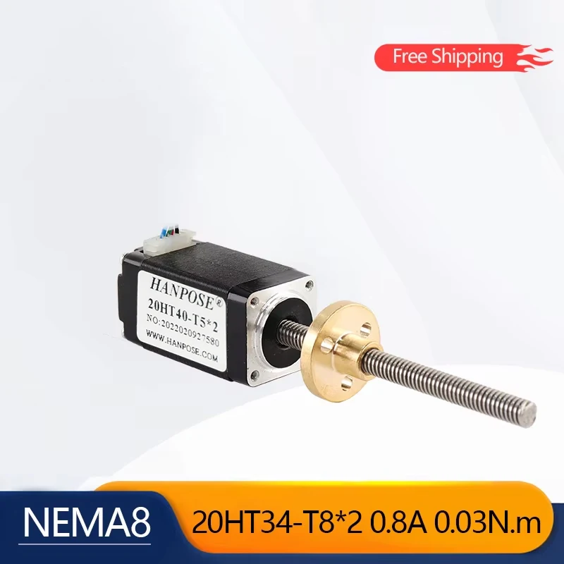 0.8A 0.021N.m 20HT34-T5*2 Trapezoidal Screw Stepper Motor Length L50mm-150mm CNC 3D Printer Nema8 Screw Motor
0.8A 0.021N.m 20HT34-T5*2 Trapezoidal Screw Stepper Motor Length L50mm-150mm CNC 3D Printer Nema8 Screw Motor