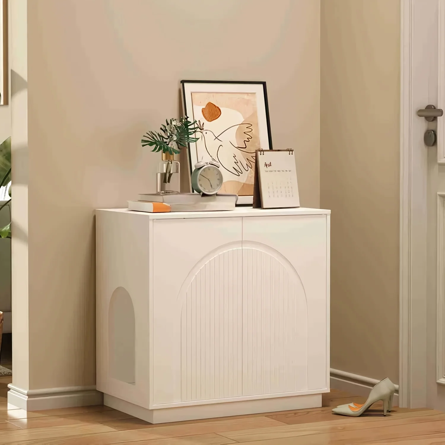 White Wooden Cat Litter Box Enclosure, Hidden With Double Room, Cat Litter Box Furniture, Wooden Pet House Side End Table, Storage Cabinet Bench For Living Room, Bedroom, 31.5 X 27.3 X 19.6 Inches, White
White Wooden Cat Litter Box Enclosure, Hidden With Double Room, Cat Litter Box Furniture, Wooden Pet House Side End Table, Storage Cabinet Bench For Living Room, Bedroom, 31.5 X 27.3 X 19.6 Inches, White