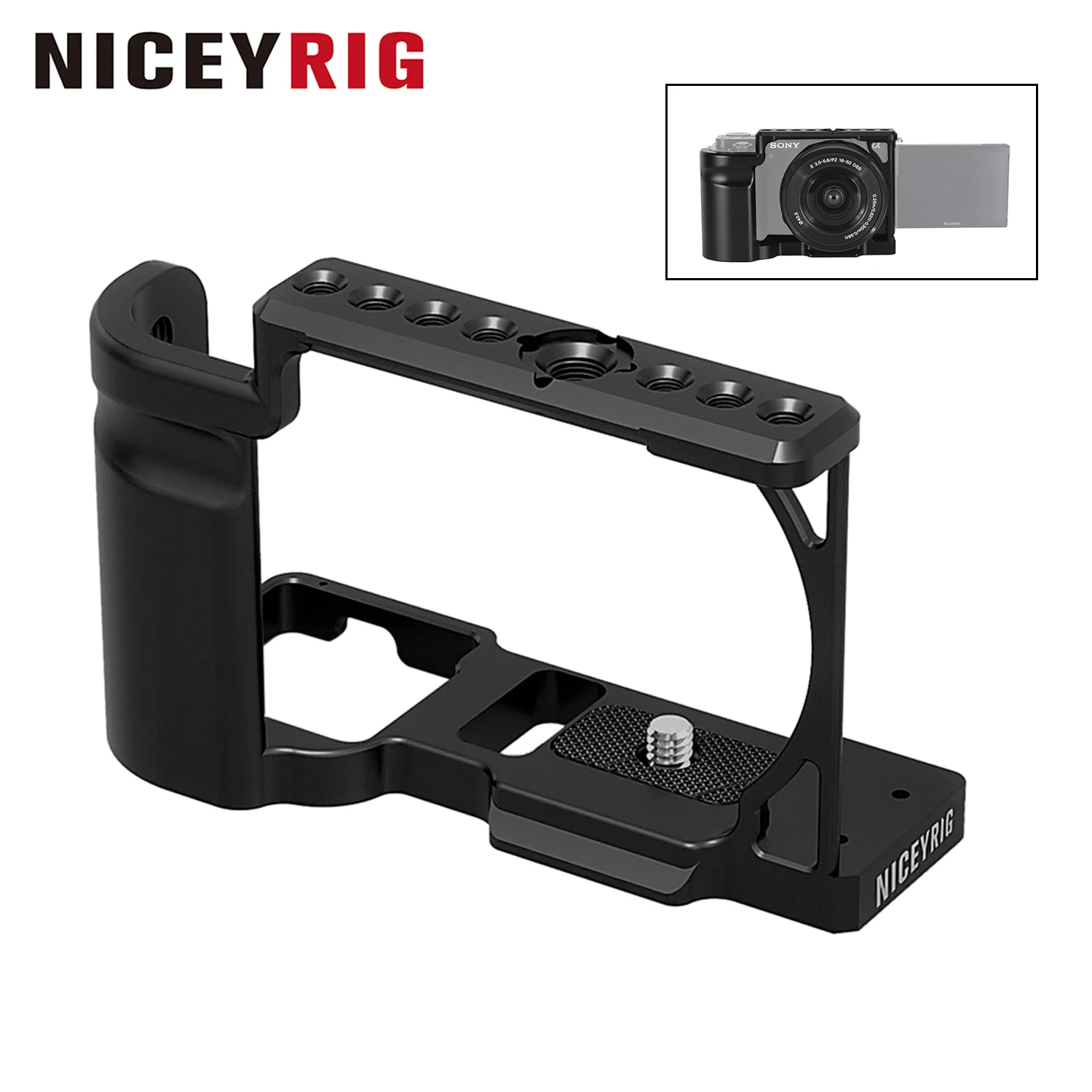 NICEYRIG Cage for Sony ZV-E10 Vlog Vlogging Camera, with Aluminum Handle Grip
NICEYRIG Cage for Sony ZV-E10 Vlog Vlogging Camera, with Aluminum Handle Grip