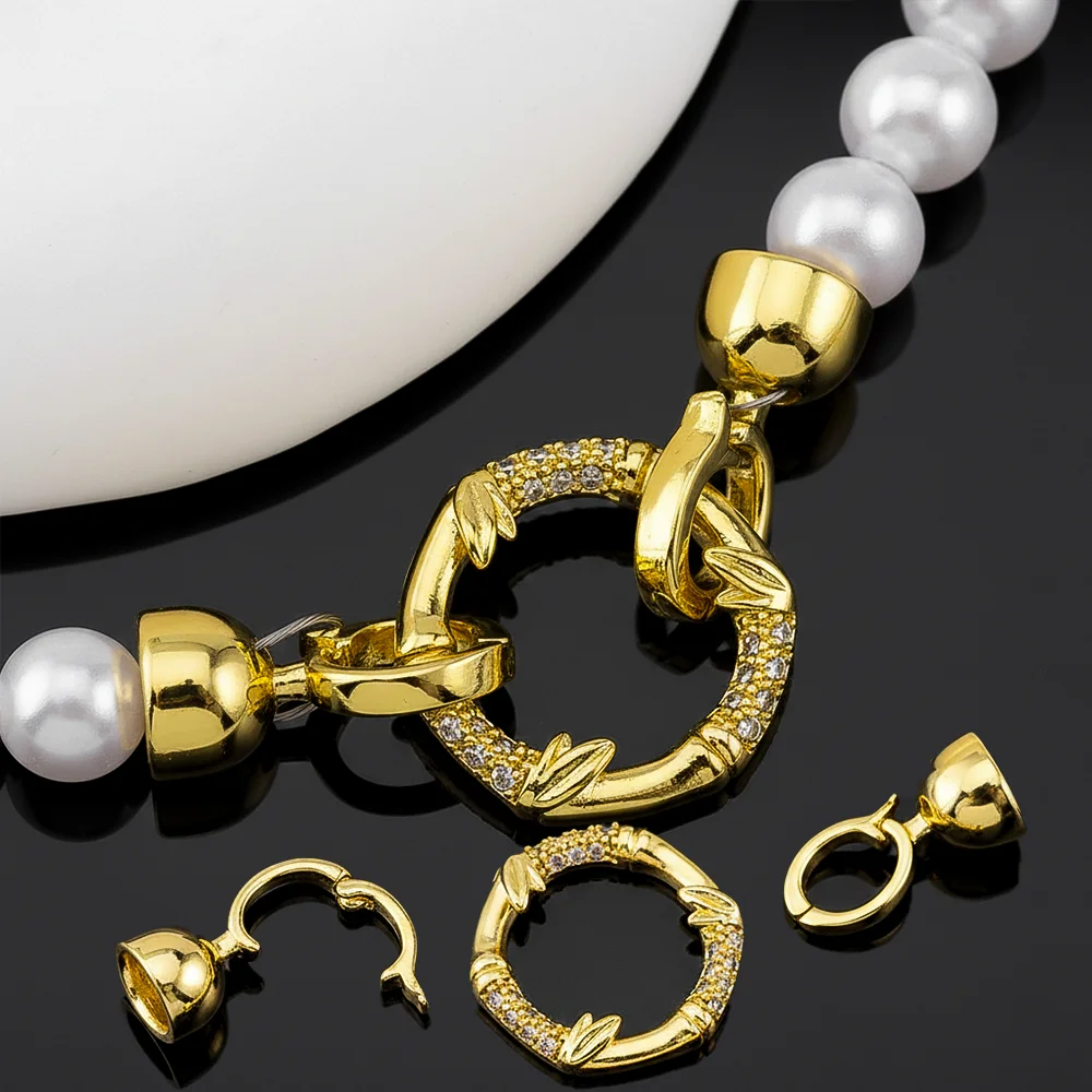 18K Gold Plated Brass With Zircon Round Fastener Clasps Lock Closured Clasps Connector For DIY Jewelry Making Accessories Crafts
18K Gold Plated Brass With Zircon Round Fastener Clasps Lock Closured Clasps Connector For DIY Jewelry Making Accessories Crafts
