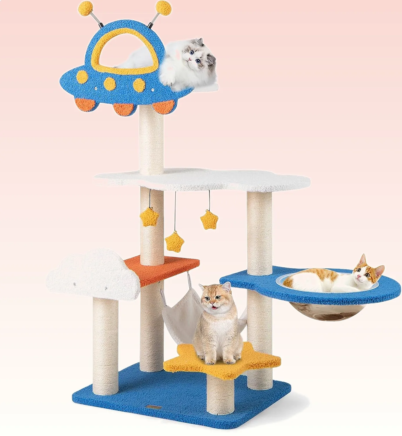 PETSITE 49" Space Cat Tree for Indoor Cats, Multi-Level Tower with Sisal Posts, UFO Perch & Capsule
PETSITE 49" Space Cat Tree for Indoor Cats, Multi-Level Tower with Sisal Posts, UFO Perch & Capsule