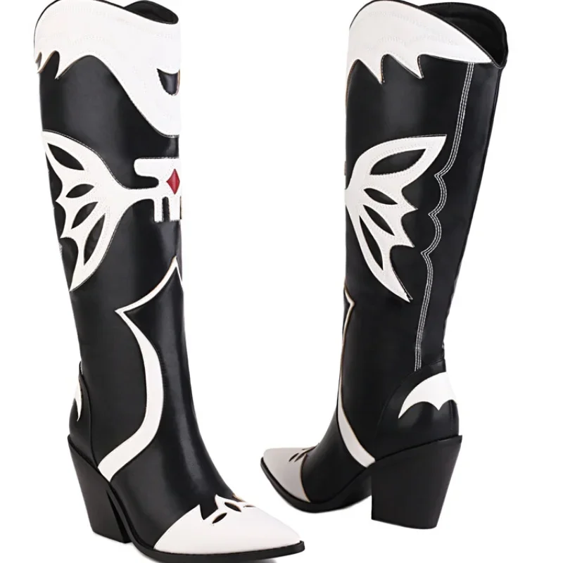 Knee-high Boots Butterfly Pattern Black White Mixed Colors Pointed Toe Slip-on Wedges Chunky Wesrtern Prints Winter Women Shoes
Knee-high Boots Butterfly Pattern Black White Mixed Colors Pointed Toe Slip-on Wedges Chunky Wesrtern Prints Winter Women Shoes