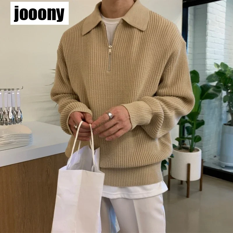 Casual Mens Jumper Clothes Solid Color Lapel Sweater Men Warm Fashion Knit Pullover Men Korean Loose Zipper Long Sleeve Sweater
Casual Mens Jumper Clothes Solid Color Lapel Sweater Men Warm Fashion Knit Pullover Men Korean Loose Zipper Long Sleeve Sweater