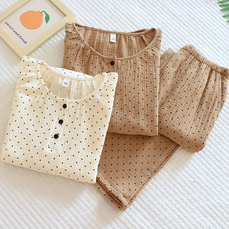 O-Neck Sleeping Clothes For Women Spring Cotton Gauze Pajamas Summer Thin Long Sleeve Loungewear Set Female Plus Size Sleepwear
O-Neck Sleeping Clothes For Women Spring Cotton Gauze Pajamas Summer Thin Long Sleeve Loungewear Set Female Plus Size Sleepwear