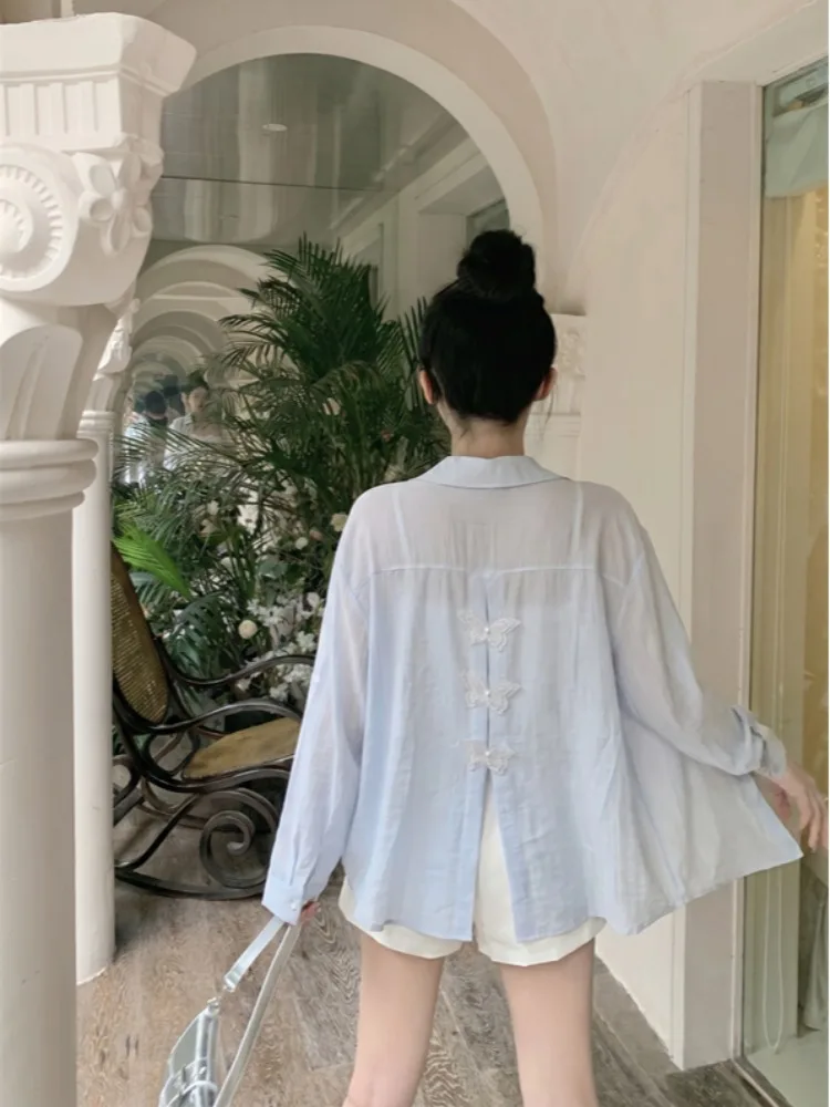 Loose Long Sleeve Sun Protection Shirt Women Summer Lazy Thin Micro Translucent Loose Slimming Collar Top Knot...
Loose Long Sleeve Sun Protection Shirt Women Summer Lazy Thin Micro Translucent Loose Slimming Collar Top Knot...