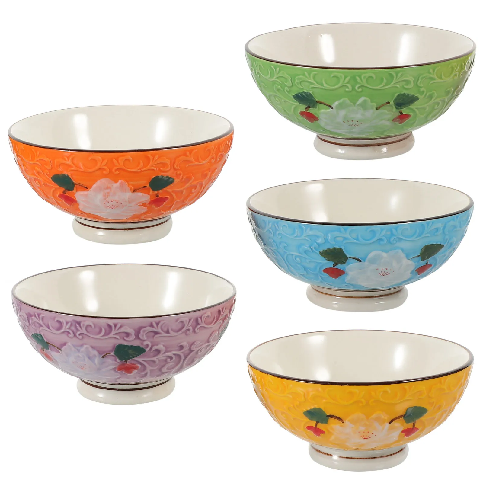 5Pcs Ceramic Bowl Set Elegant High Footed Design Exquisite Embossed Patterns Versatile Use for Snacks Salads Desserts Home
5Pcs Ceramic Bowl Set Elegant High Footed Design Exquisite Embossed Patterns Versatile Use for Snacks Salads Desserts Home