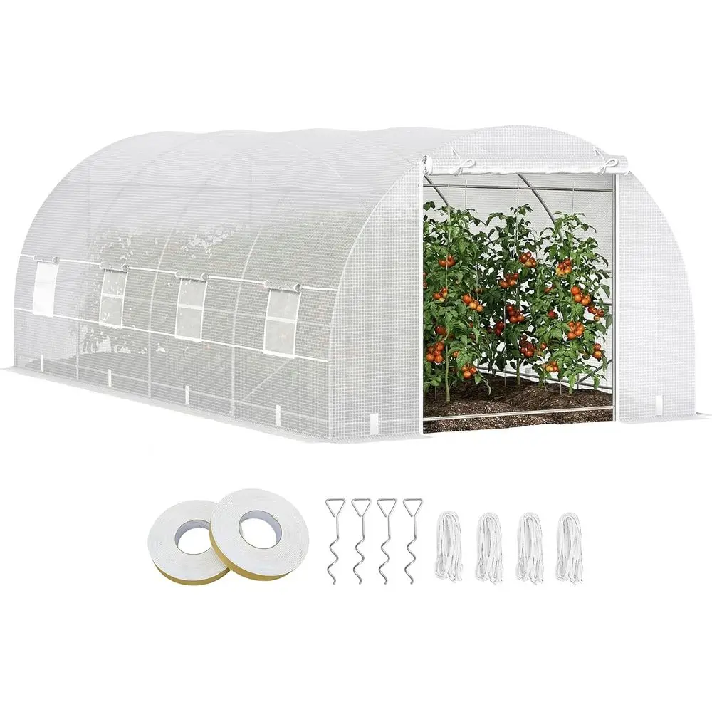20' x 10' x 7' Walk-in Tunnel Greenhouse with Zippered Door and 8 Mesh Windows, Large Garden Greenhouse Kit, Galvanized Steel, W
20' x 10' x 7' Walk-in Tunnel Greenhouse with Zippered Door and 8 Mesh Windows, Large Garden Greenhouse Kit, Galvanized Steel, W