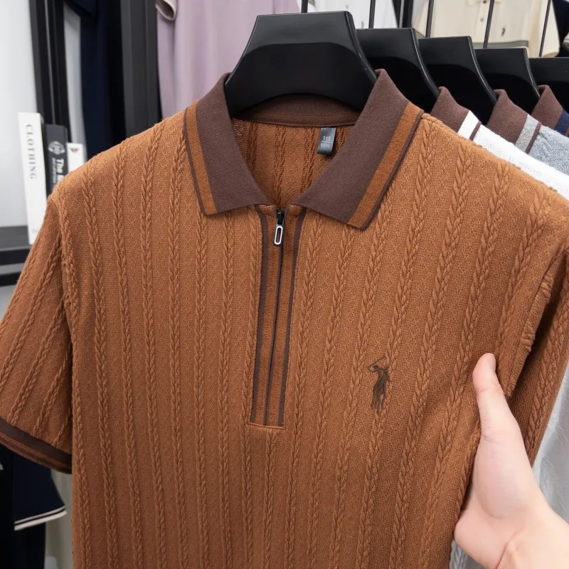 Luxury Brand Short Sleeve T-shirt Men's Lapel Top Summer Fashion Jacquard Design Golf Pony Embroidery Casual Knitted Polo Shirt
Luxury Brand Short Sleeve T-shirt Men's Lapel Top Summer Fashion Jacquard Design Golf Pony Embroidery Casual Knitted Polo Shirt