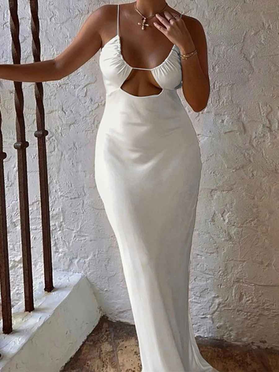 Women's Summer Long Evening Dress Solid Color Sleeveless Backless Hollow Out Evening Gown, 2 Colors
Women's Summer Long Evening Dress Solid Color Sleeveless Backless Hollow Out Evening Gown, 2 Colors