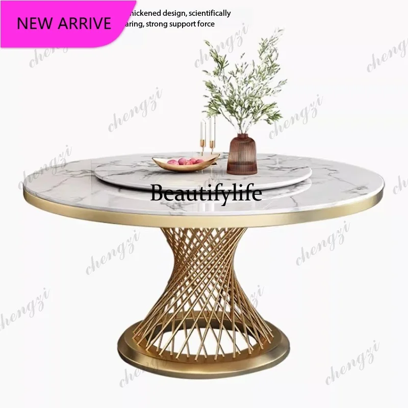P3 Luxury round dinning Marble Rock Slab dining table set modern 6 chairs mesa comedor sillas furniture Stainless steel gold b
P3 Luxury round dinning Marble Rock Slab dining table set modern 6 chairs mesa comedor sillas furniture Stainless steel gold b