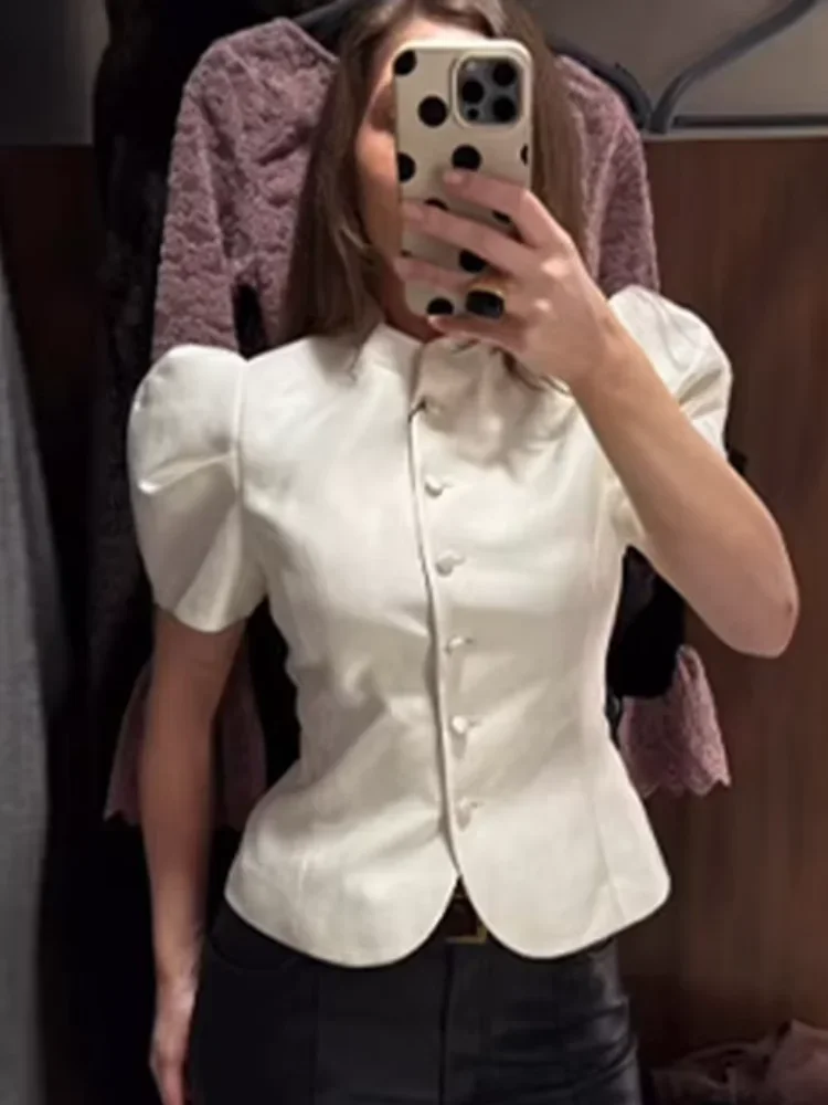 Short Puff Sleeve Blazer Jacket Stand Collar Single Breasted Slim Office Party Spring Summer for Women
Short Puff Sleeve Blazer Jacket Stand Collar Single Breasted Slim Office Party Spring Summer for Women