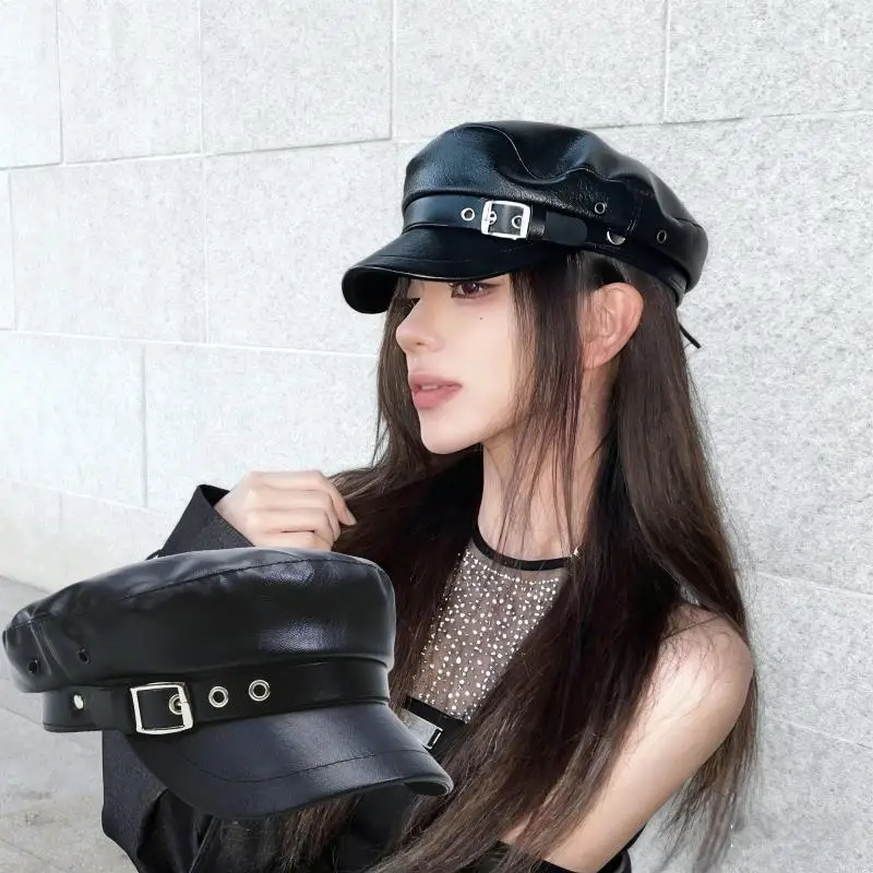 Fashion Berets Black Leather Flat Top Newsboy Hat Vintage Painter Hat Versatile Adjustable Flat Top Newsboy Caps Y2k Hip Pop Cap
Fashion Berets Black Leather Flat Top Newsboy Hat Vintage Painter Hat Versatile Adjustable Flat Top Newsboy Caps Y2k Hip Pop Cap