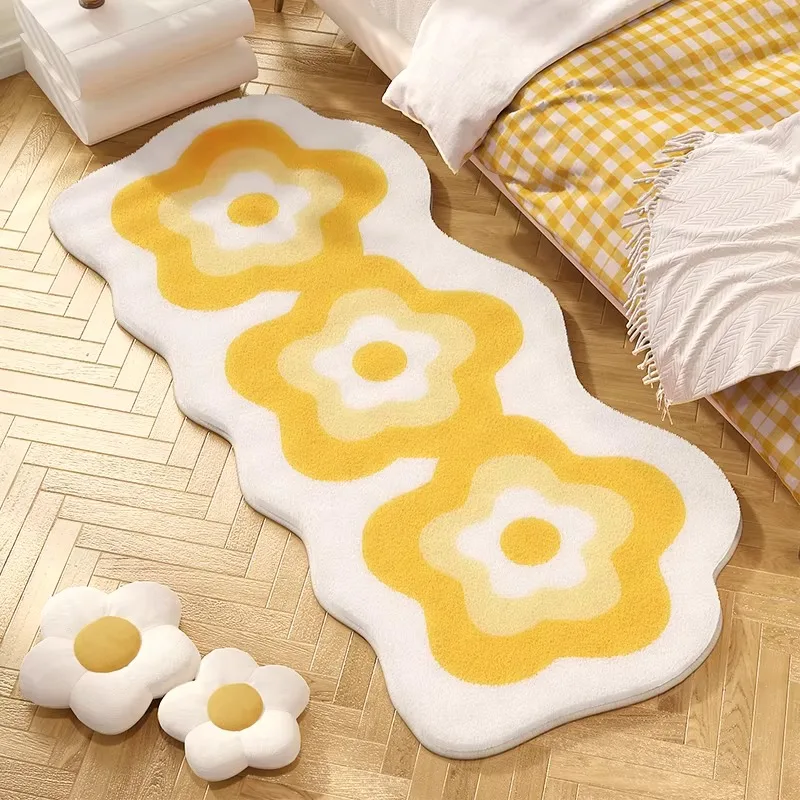 Bedroom Bedside Rug Yellow Floral Carpet Soft Fluffy Faux Cashmere Irregular Floor Mat Sweet Girly Home Decor Bedroom Rugs
Bedroom Bedside Rug Yellow Floral Carpet Soft Fluffy Faux Cashmere Irregular Floor Mat Sweet Girly Home Decor Bedroom Rugs