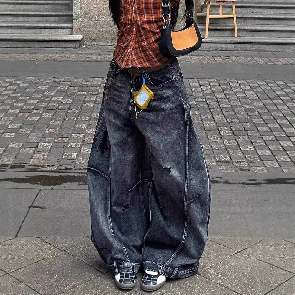 Women's Black Grey Solid Color Spliced Casual Loose Simple Basic Daily Trendy Wide Leg Jeans Pants Four Seasons Denim Trousers
Women's Black Grey Solid Color Spliced Casual Loose Simple Basic Daily Trendy Wide Leg Jeans Pants Four Seasons Denim Trousers