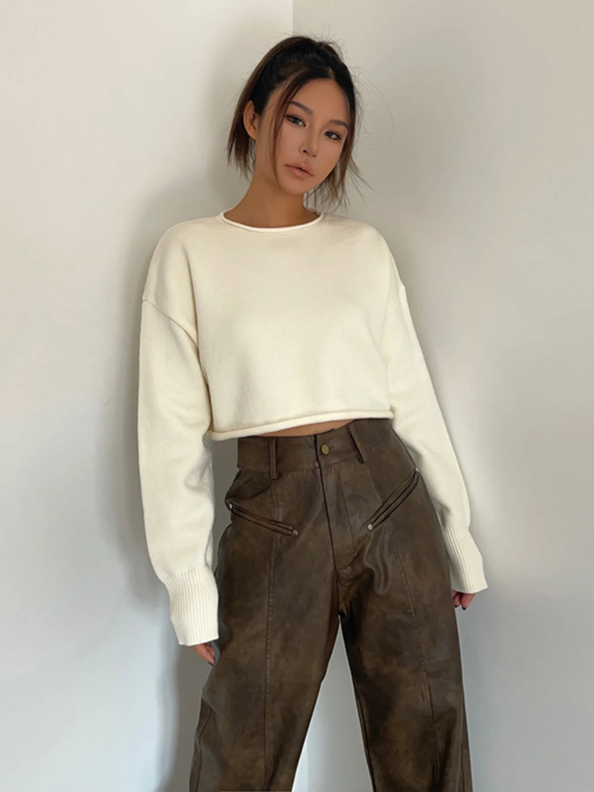 Street Sle Однотонный вязаный свитер с открытыми плечами, свободный крой для похудения, длина Overhead Long Sve round Ne Top
Street Sle Однотонный вязаный свитер с открытыми плечами, свободный крой для похудения, длина Overhead Long Sve round Ne Top