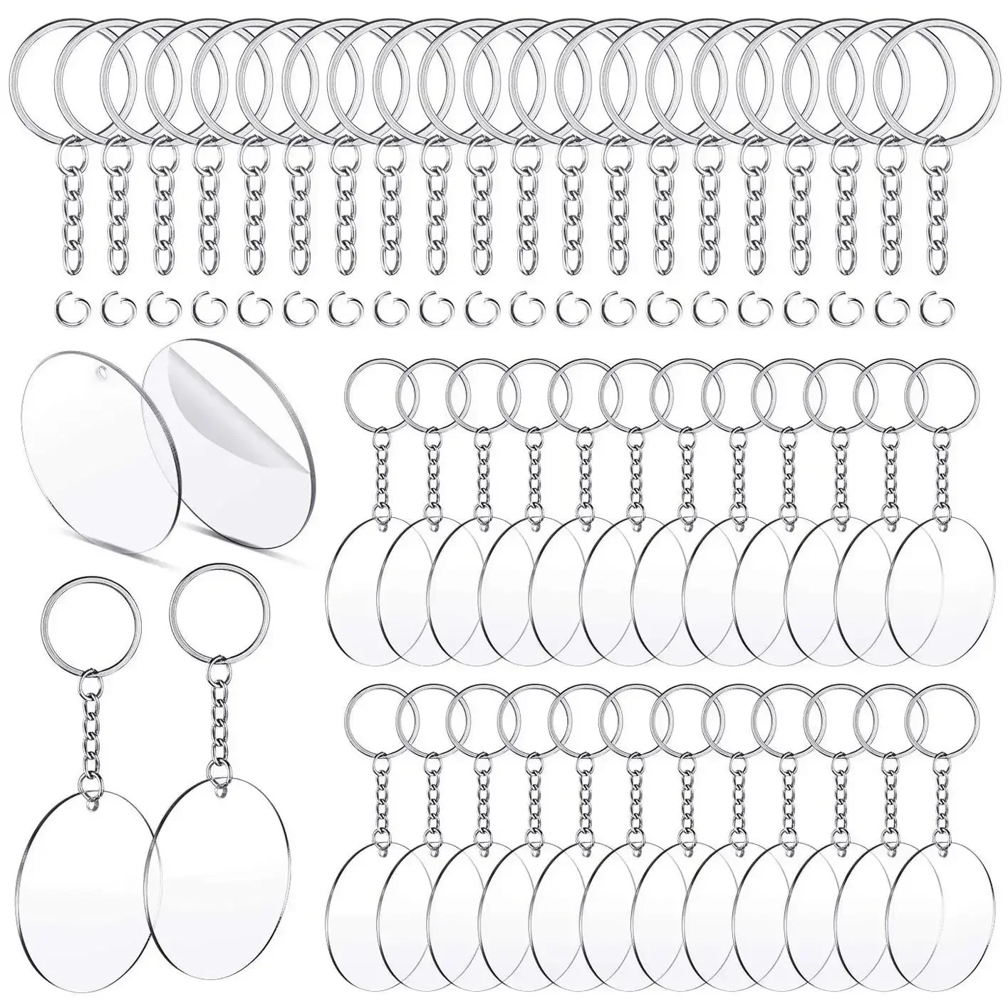 DIY Acrylic Keychains - Bulk 50/100PCS Clear Circle Blanks with Pre-Drilled Holes, Smooth Edge Jewelry Making
DIY Acrylic Keychains - Bulk 50/100PCS Clear Circle Blanks with Pre-Drilled Holes, Smooth Edge Jewelry Making