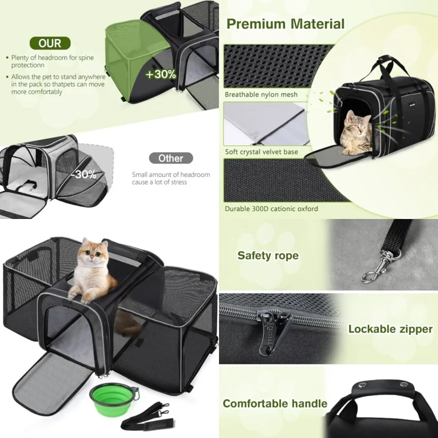 Cat Carrier Expandable, Extra Large Pet Carrier Bag, Foldable Cat Carrier Bag with Breathable Mesh, Pet Carrier Transport Bag f
Cat Carrier Expandable, Extra Large Pet Carrier Bag, Foldable Cat Carrier Bag with Breathable Mesh, Pet Carrier Transport Bag f