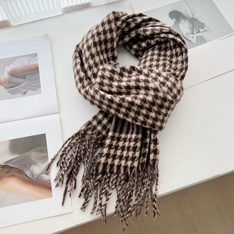 Autumn Winter New Houndstooth Scarf Imitation Cashmere Warm Thick Knitted Large Neck Scarf Korean Style Student Versatile Shawl
Autumn Winter New Houndstooth Scarf Imitation Cashmere Warm Thick Knitted Large Neck Scarf Korean Style Student Versatile Shawl